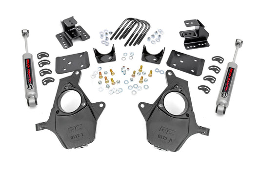 Rough Country 2 Inch Lowering Kit | 4 Inch Rear Lowering | Alum/Stamped Knuckle | Chevy/GMC 1500 (14-18)