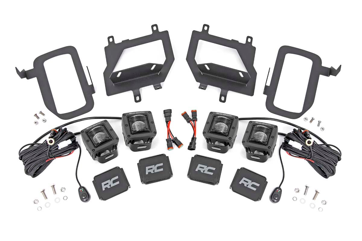 Rough Country LED Light Kit | Fog Mount | Dual 2" Black Pairs | SAE | Ford F-150 (15-17)