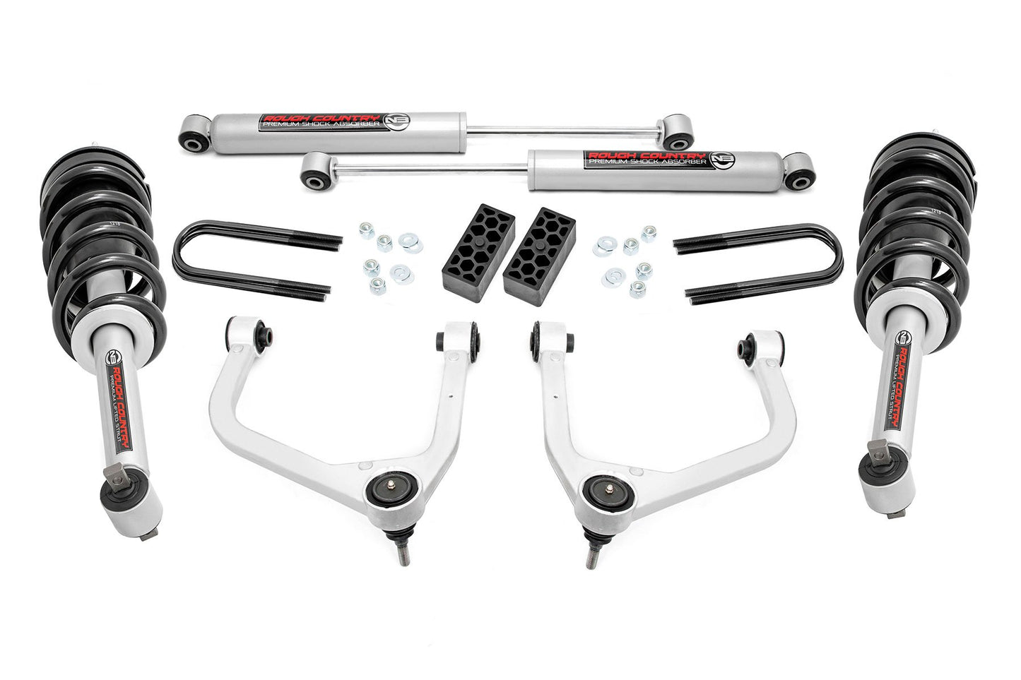 Rough Country 3.5 Inch Lift Kit | N3 Struts | Rear Mono Leaf | Chevy Silverado 1500 (22-24)