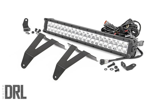 Rough Country LED Light Kit | Bumper Mount | 20" Chrome Dual Row | White DRL | Ram 1500 (19-24)