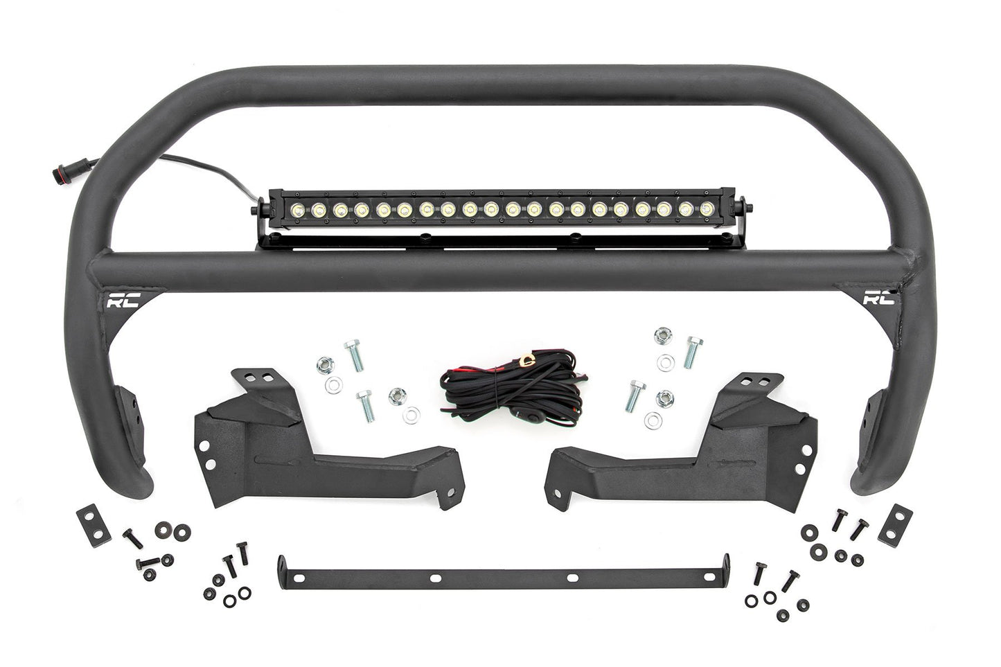 Rough Country Nudge Bar | 20 Inch BLK DRL Single Row LED | Ford Bronco Sport 4WD (21-24)