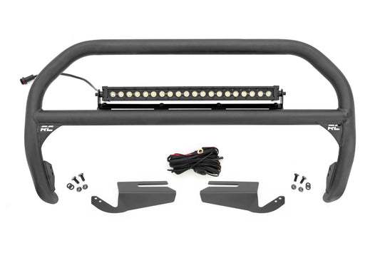 Rough Country Nudge Bar | 20 Inch BLK DRL Single Row LED | OE Modular Steel | Ford Bronco (21-24)