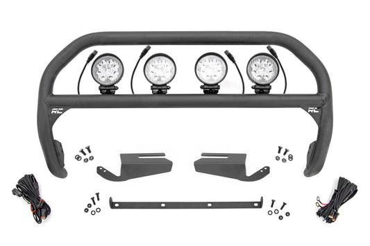 Rough Country Nudge Bar | 4 Inch Round Led (x4) | OE Modular Steel | Ford Bronco 4WD (21-24)