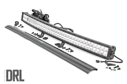 Rough Country 40 Inch Chrome Series LED Light Bar | Curved | Dual Row | Cool White DRL