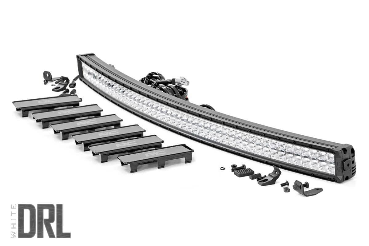 Rough Country 50 Inch Chrome Series LED Light Bar | Curved | Dual Row | Cool White DRL