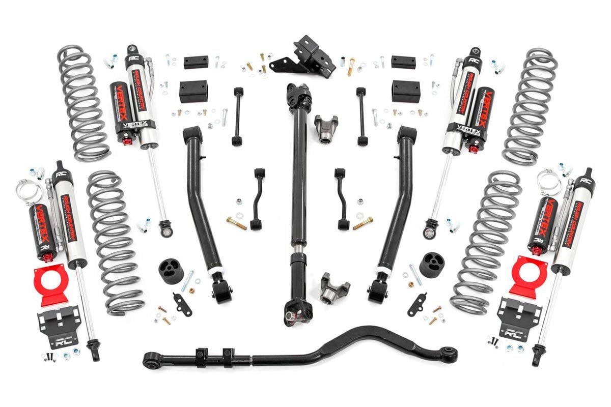 Rough Country 3.5 Inch Lift Kit | Adj Lower | FR D/S | Vertex | Jeep Wrangler JL 4WD (18-23)