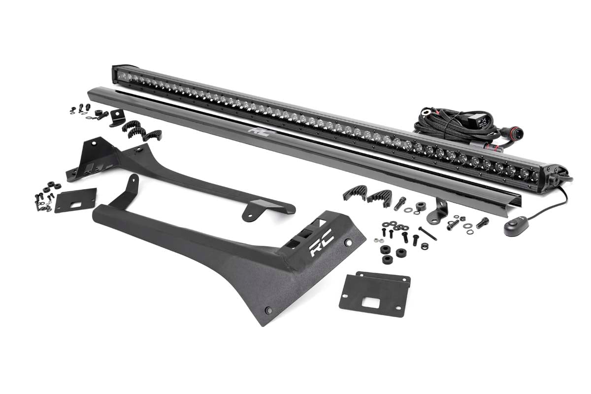 Rough Country Jeep 50-inch Straight LED Light Bar Upper Windshield Kit (20-24 Gladiator JT, 18-24 Wrangler JL)