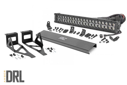 Rough Country LED Light Kit | Bumper Mount | 2" Black Dual Row | Amber DRL | Ford F-250/F-350 Super Duty (05-07)