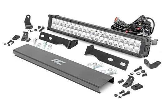 Rough Country LED Light Kit | Bumper Mount | 20" Chrome Dual Row | White DRL | Jeep Grand Cherokee WK2 (11-20)