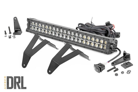 Rough Country LED Light Kit | Bumper Mount | 20" Black Dual Row| Amber DRL | Ram 1500 (19-24)