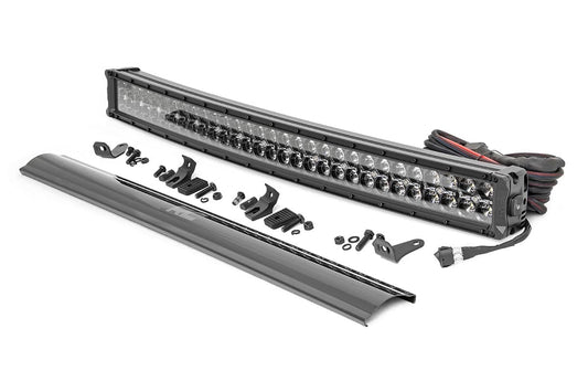 Rough Country 30 Inch Black Series LED Light Bar | Curved | Dual Row | Cool White DRL