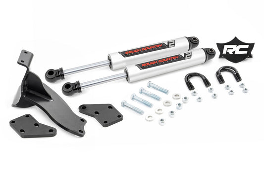 Rough Country V2 Steering Stabilizer | Dual | 2.5-8 Inch Lift | Ram 2500 (14-24)/3500 (13-24) 