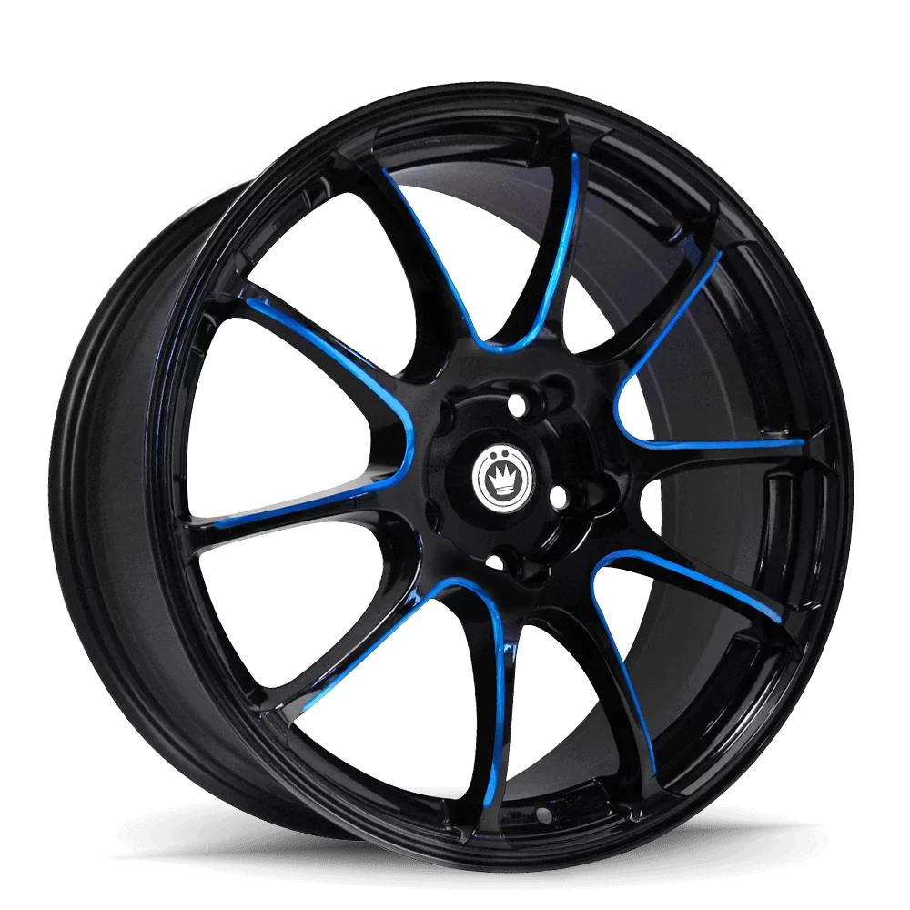 Konig Illusion Wheel 17x7 5X114.3 ET40 Black/Ball Cut Blue (IL7751440F)