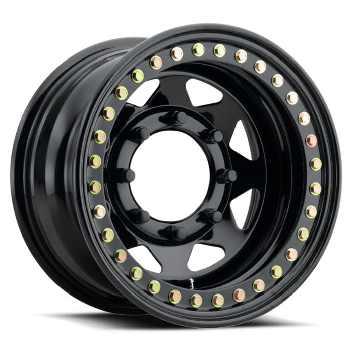 Raceline RT80 Rock 8 8-Spoke Beadlock Black Wheel 15x10 8x6.5 -25mm/4"BS (RT8050080)