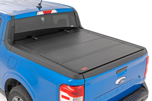 Rough Country Hard Tri-Fold Flip Up Bed Cover | 4'6" Bed | Ford Maverick 2WD/4WD (22-24)