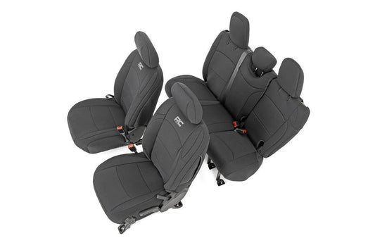 Rough Country Seat Covers | Front and Rear w/ Armrest | Jeep Wrangler Unlimited 4WD (18-24)