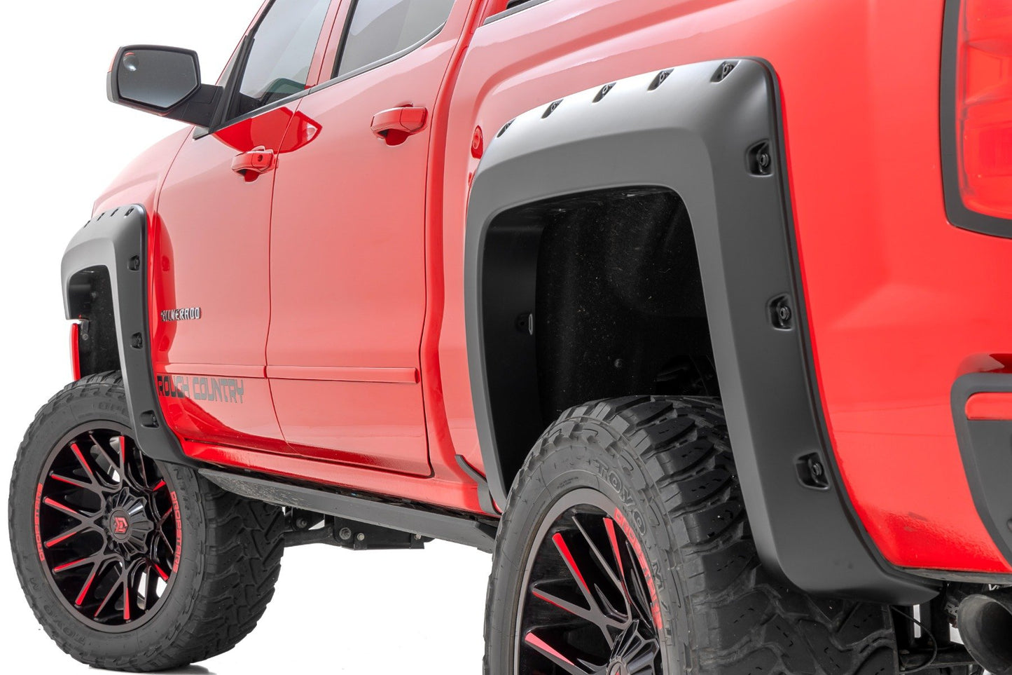 Rough Country Pocket Fender Flares | 6'7" & 8' Bed | G9K Satin Steel | Chevy Silverado 1500 (14-18)/2500HD