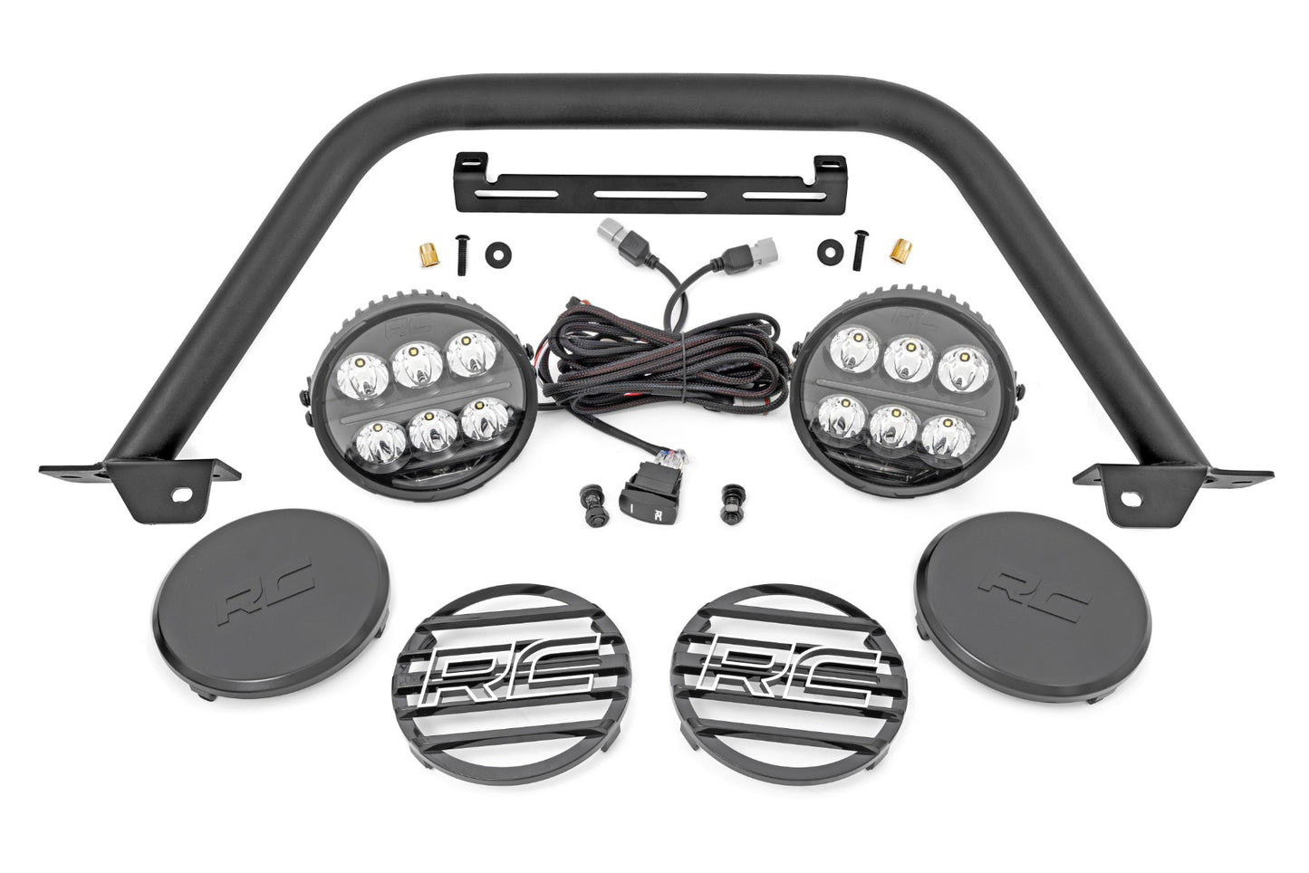 Rough Country Safari Bar | 6.5 Inch Round LED | OE Modular Steel | Ford Bronco 4WD (21-24)