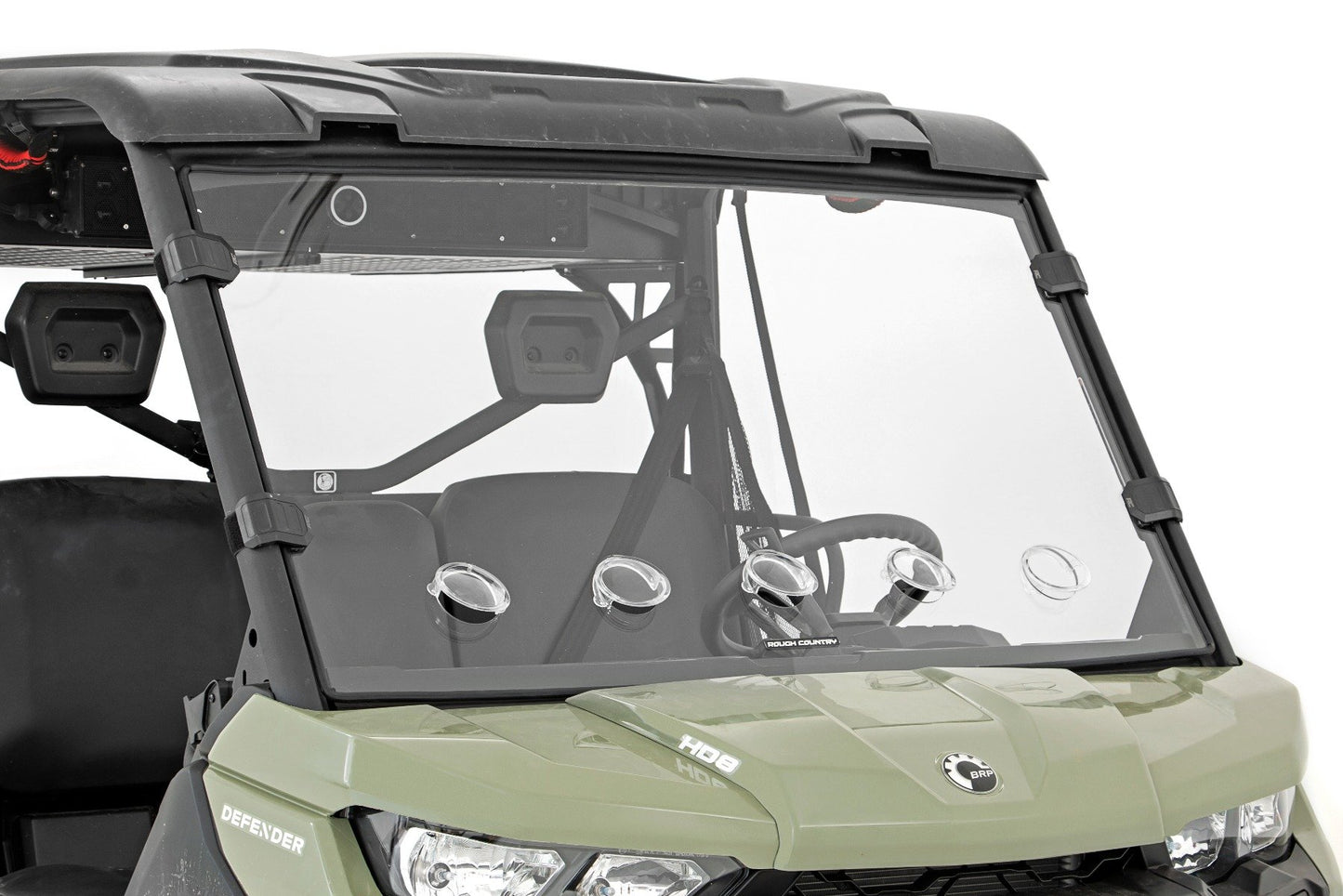 Rough Country Vented Full Windshield | Scratch Resistant | Can-Am Defender HD 5/HD 8/HD 9/HD 10