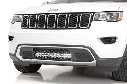 Rough Country LED Light Kit | Bumper Mount | 20" Black Dual Row | White DRL | Jeep Grand Cherokee WK2 (11-20)