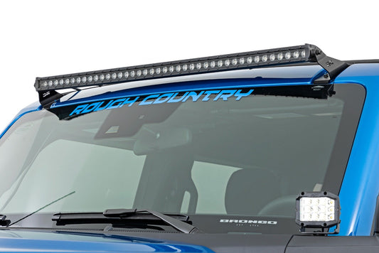 Rough Country LED Light Kit | Upper Windshield | 40" Black Single Row | Ford Bronco (21-24)