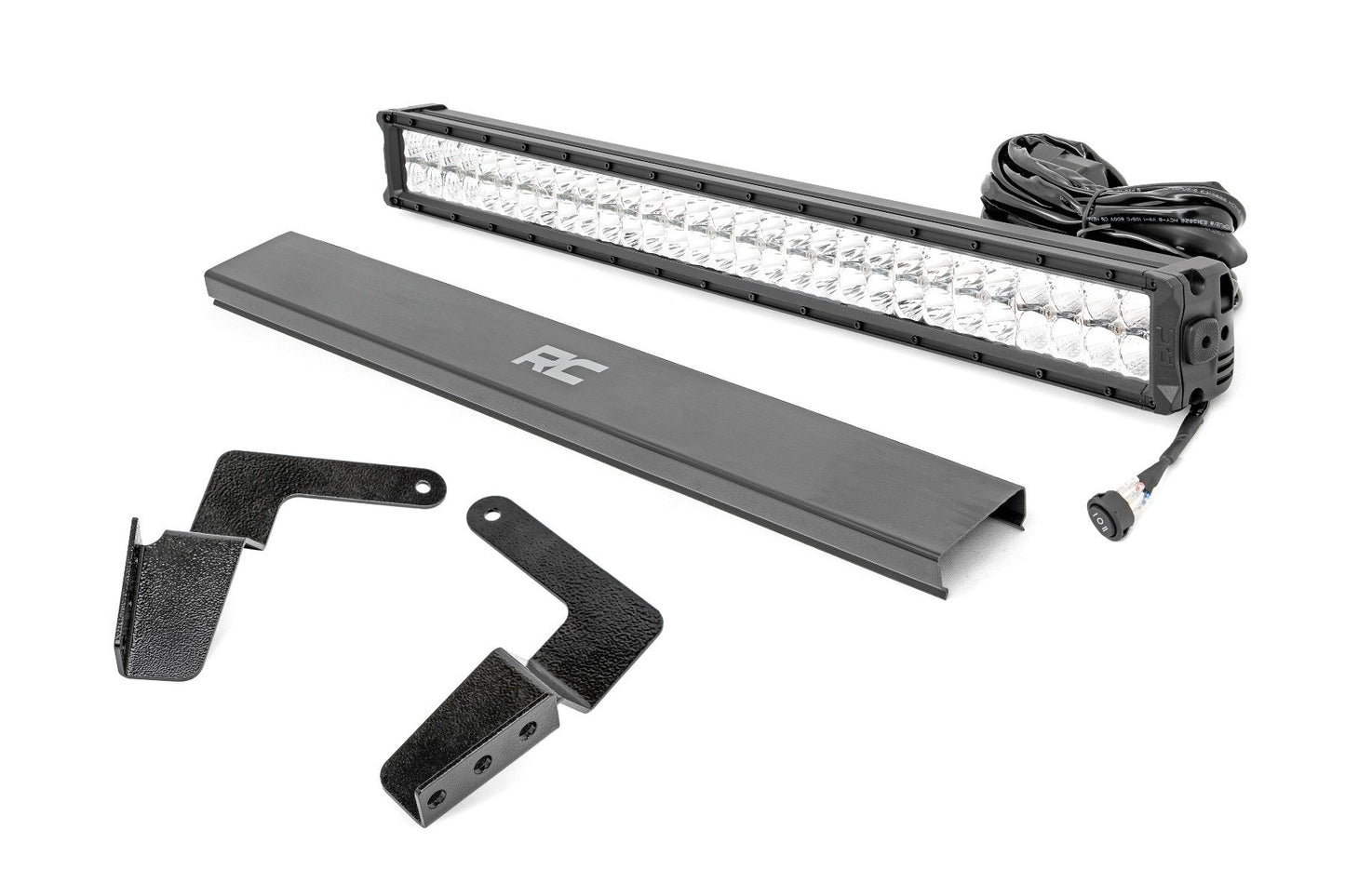 Rough Country LED Light Kit | Bumper Mount | 30" Chrome Dual Row | White DRL | Toyota FJ Cruiser (07-14)