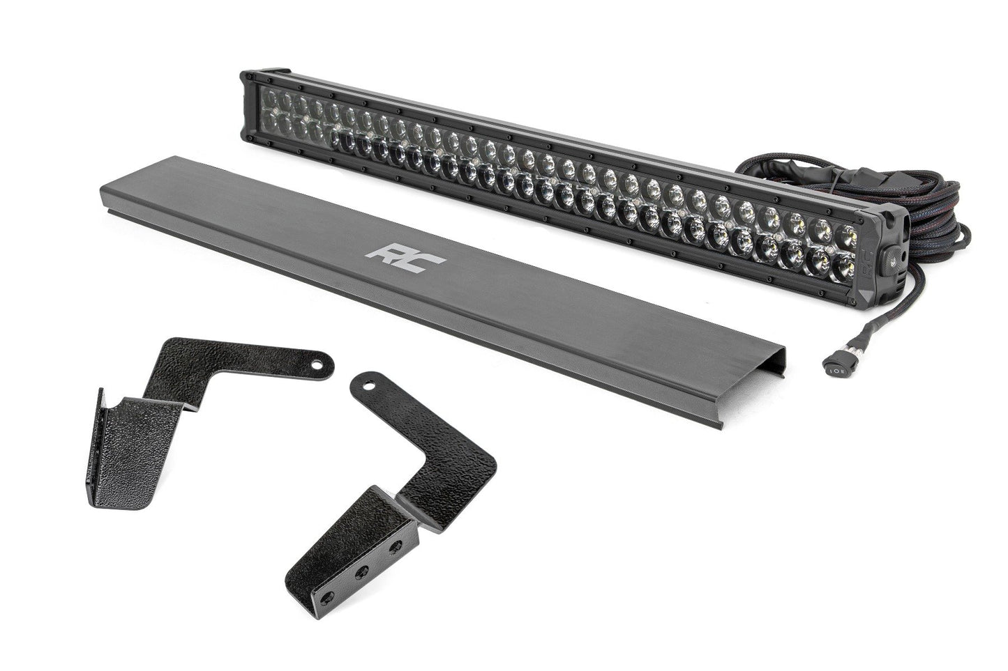 Rough Country LED Light Kit | Bumper Mount | 30" Black Dual Row | White DRL | Toyota FJ Cruiser (07-14)