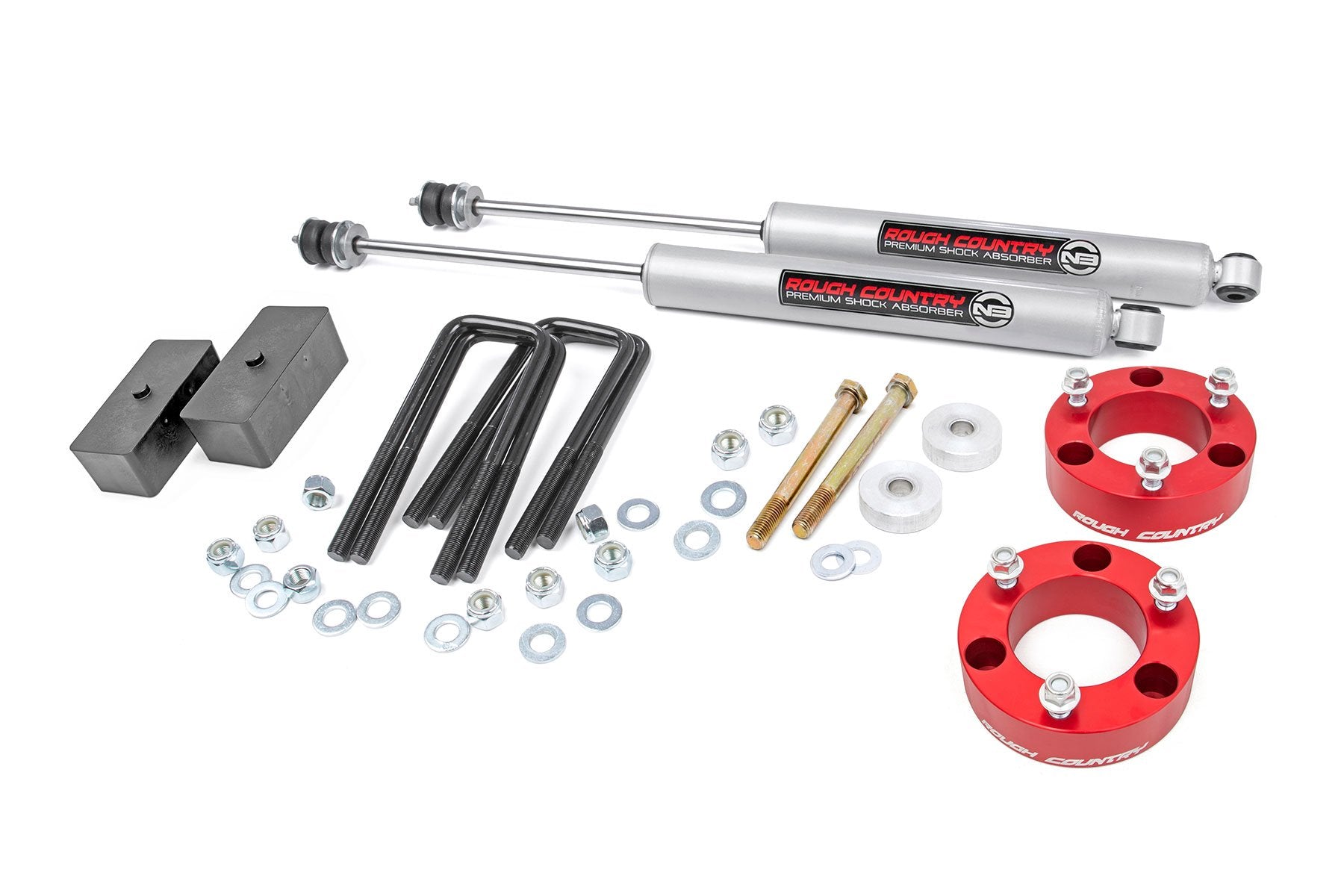 Rough Country 3 Inch Lift Kit | Red Spacer | Toyota Tacoma 2WD/4WD (2005-2023)