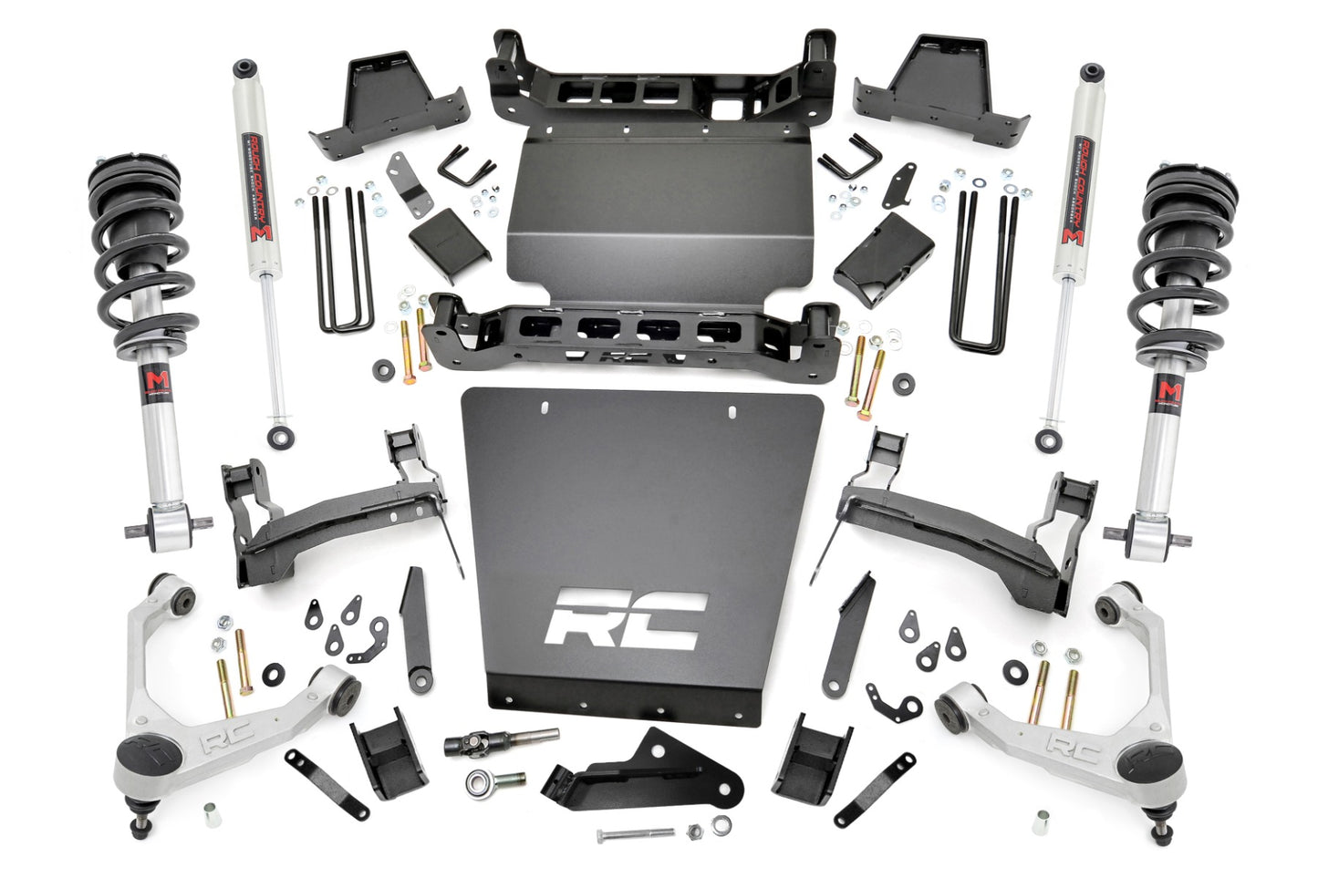 Rough Country 7 Inch Stamped Steel LCA Lift Kit | Forged UCA | Bracket | M1 Struts/M1 | Chevy/GMC 1500 (16-18)