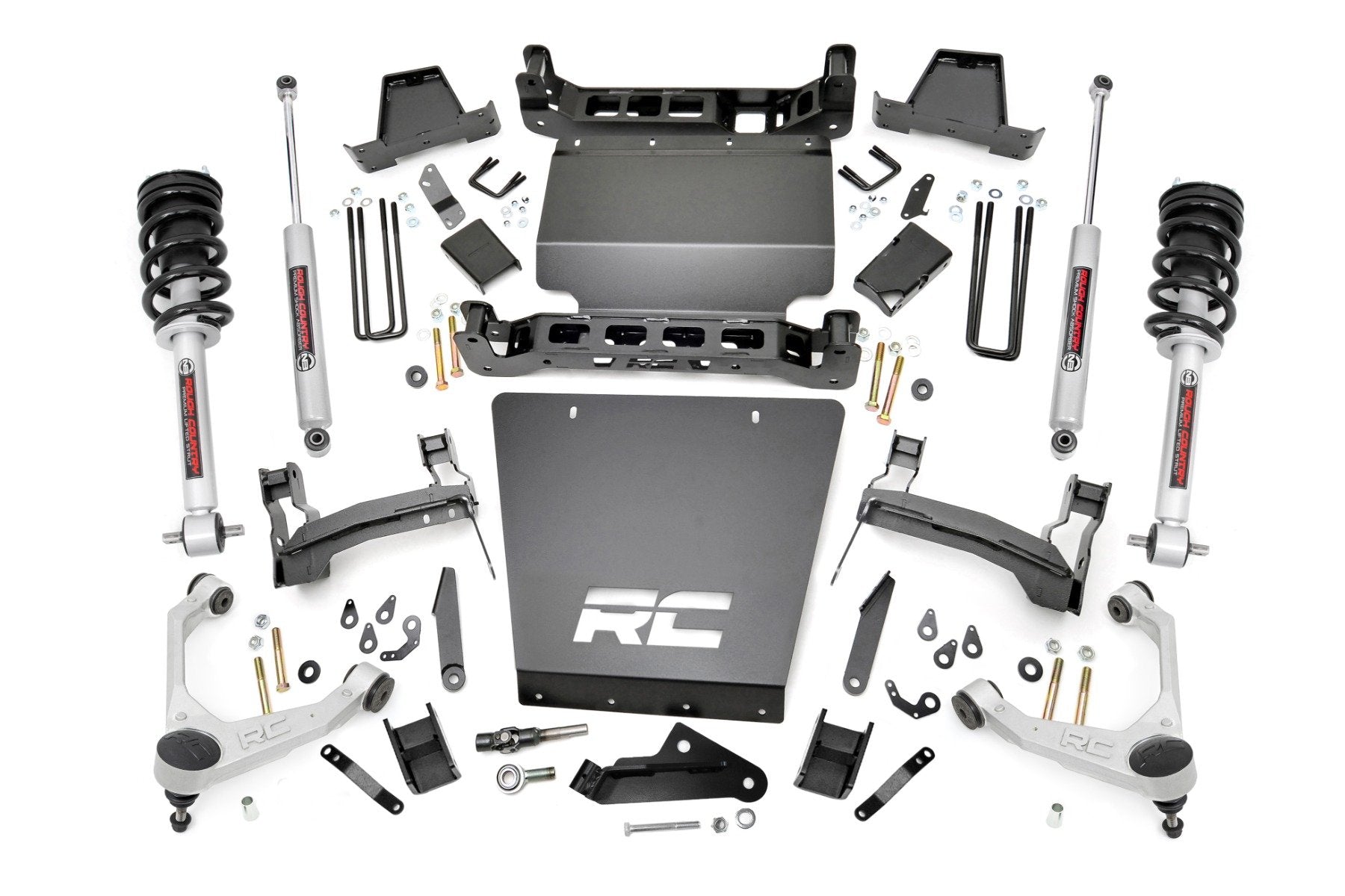 Rough Country 7 Inch Stamped Steel LCA Lift Kit | Forged UCA | Bracket | N3 Struts | Chevy/GMC 1500 (16-18)