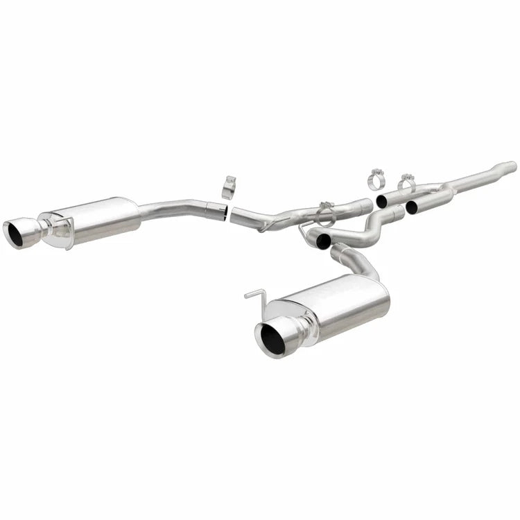 MagnaFlow Cat Back, SS, 2.5in, Street, Dual Split Polished 4.5in Tips 2015 Ford Mustang Ecoboost (19097)