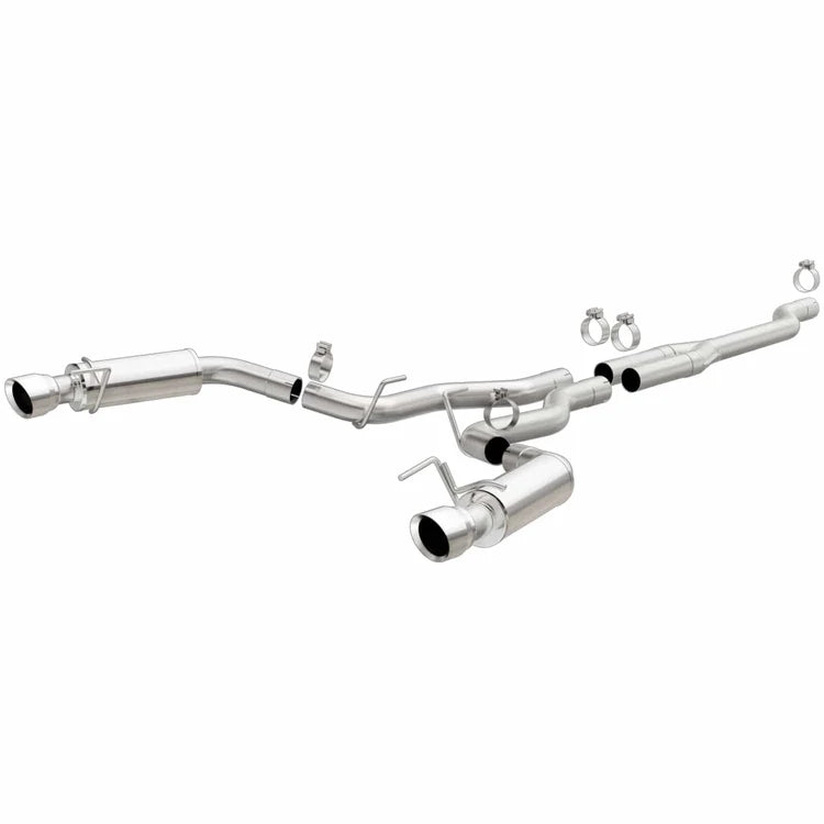 MagnaFlow Cat Back, SS, 2.5in, Competition, Dual Split Polish 4.5in Tips 2015 Ford Mustang Ecoboost (19191)
