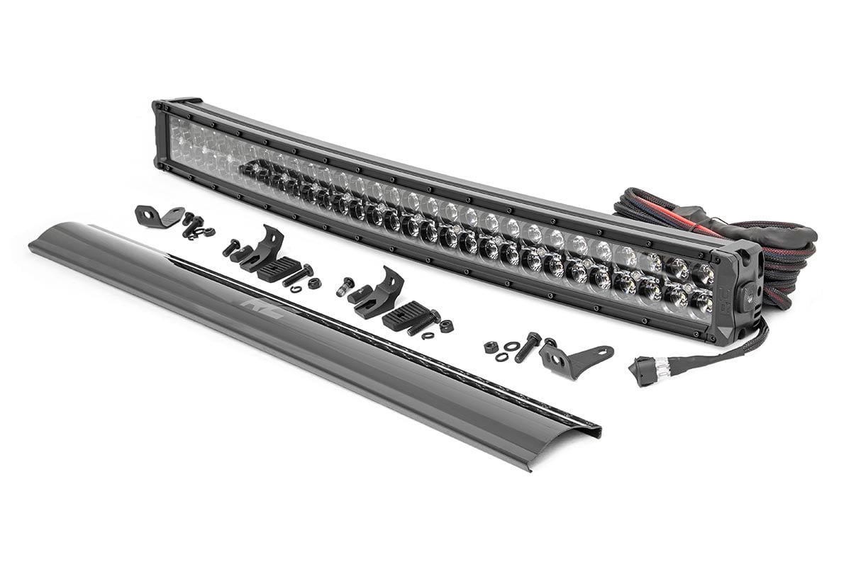 Rough Country 30 Inch Black Series LED Light Bar | Curved | Dual Row | Cool White DRL