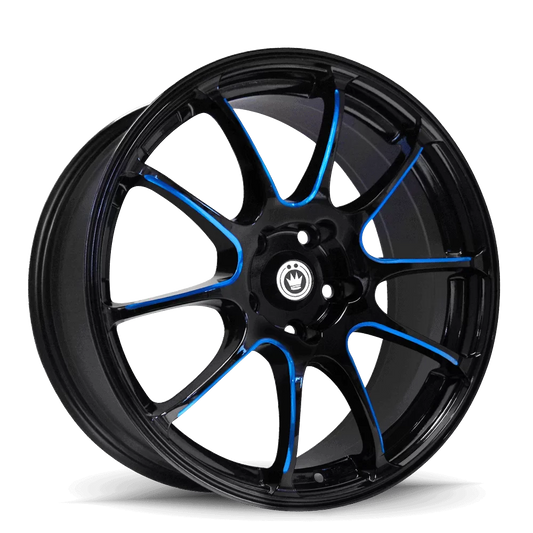 Konig Illusion Wheel 17x7 5X114.3 ET40 Black/Ball Cut Blue (IL7751440F)