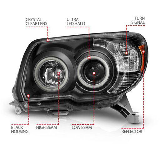 ANZO Black Projector Headlights for 2006-2009 Toyota 4Runner (111320)