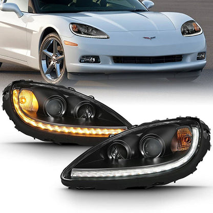 ANZO Projector Plank Style Switchback Headlights for 2005-2013 Chevrolet Corvette