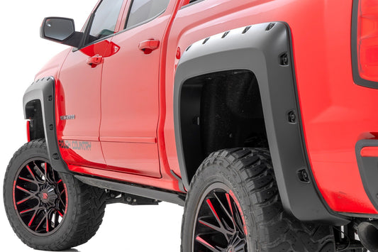 Rough Country Pocket Fender Flares | 6'7" & 8' Bed | G7C Red Hot | Chevy Silverado 1500 (14-18)/2500HD