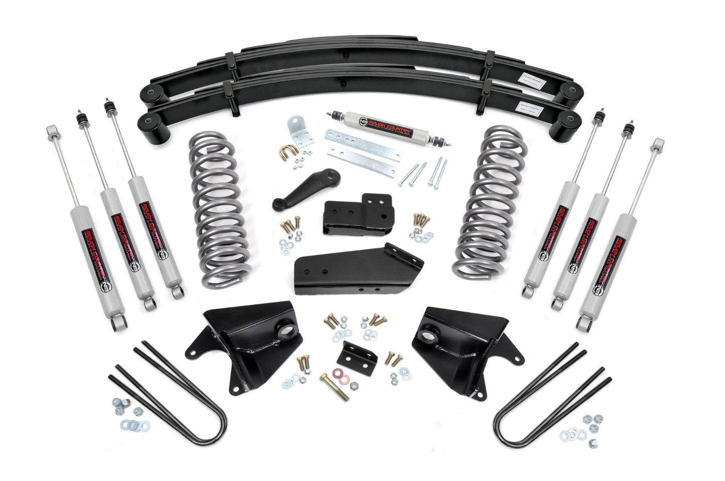 Rough Country 4 Inch Lift Kit | Quad Front Shocks | Rear Springs | Ford Bronco 4WD (80-96)
